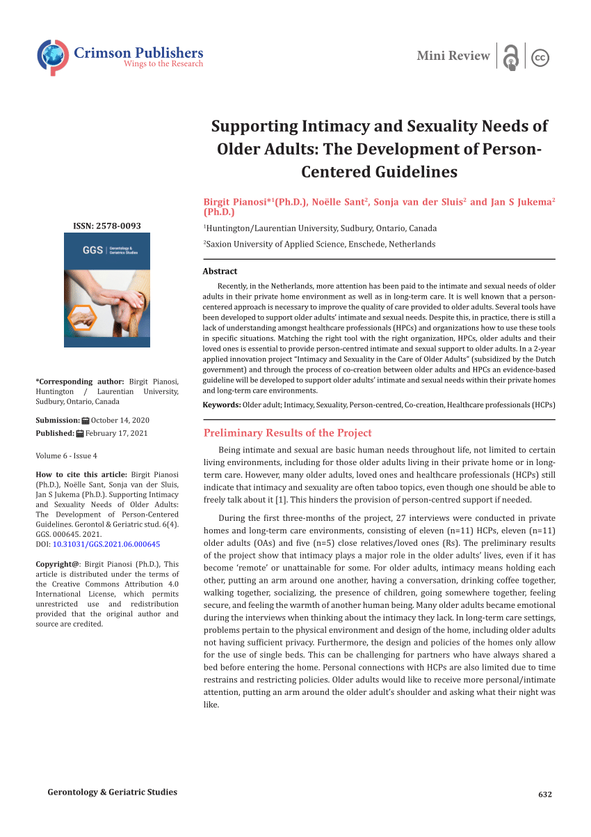 Pdf Supporting Intimacy And Sexuality Needs Of Older Adults The Development Of Person 