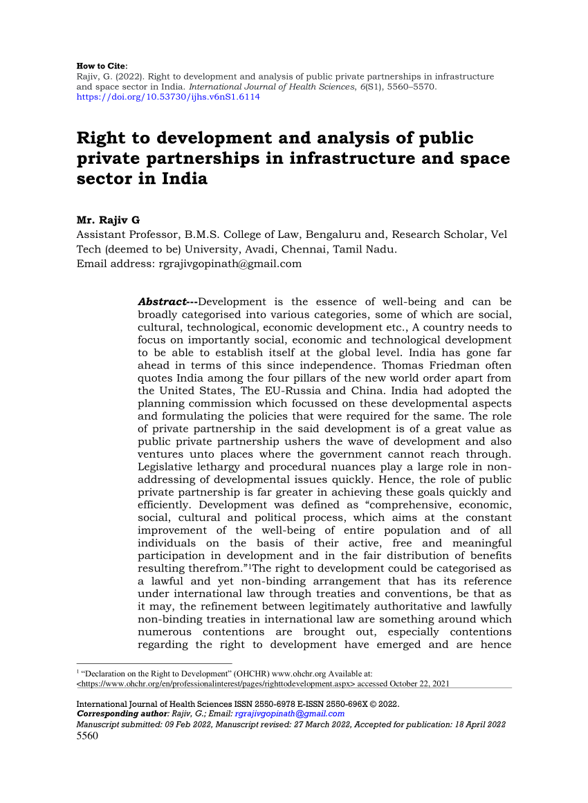 Pdf Right To Development And Analysis Of Public Private Partnerships In Infrastructure And 