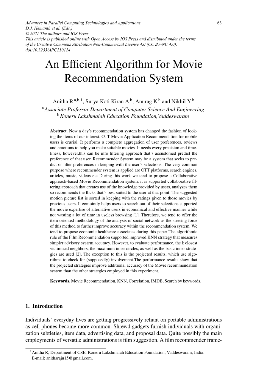 movie recommendation system research paper