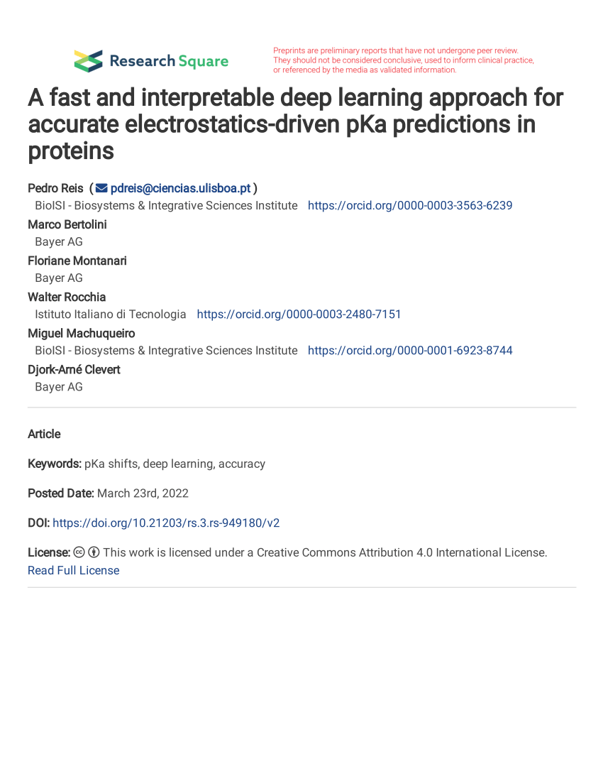 PDF) A fast and interpretable deep learning approach for accurate  electrostatics-driven pKa predictions in proteins