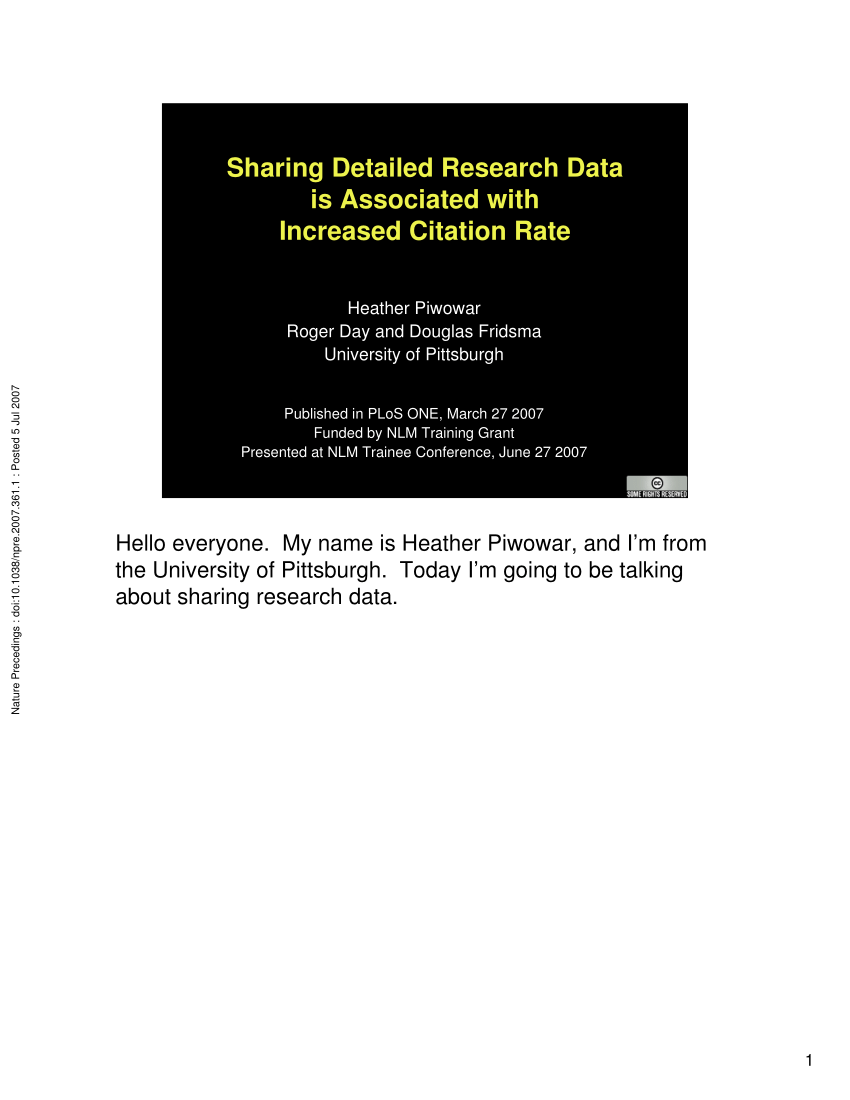 Pdf Sharing Detailed Research Data Is Associated With Increased Citation Rate