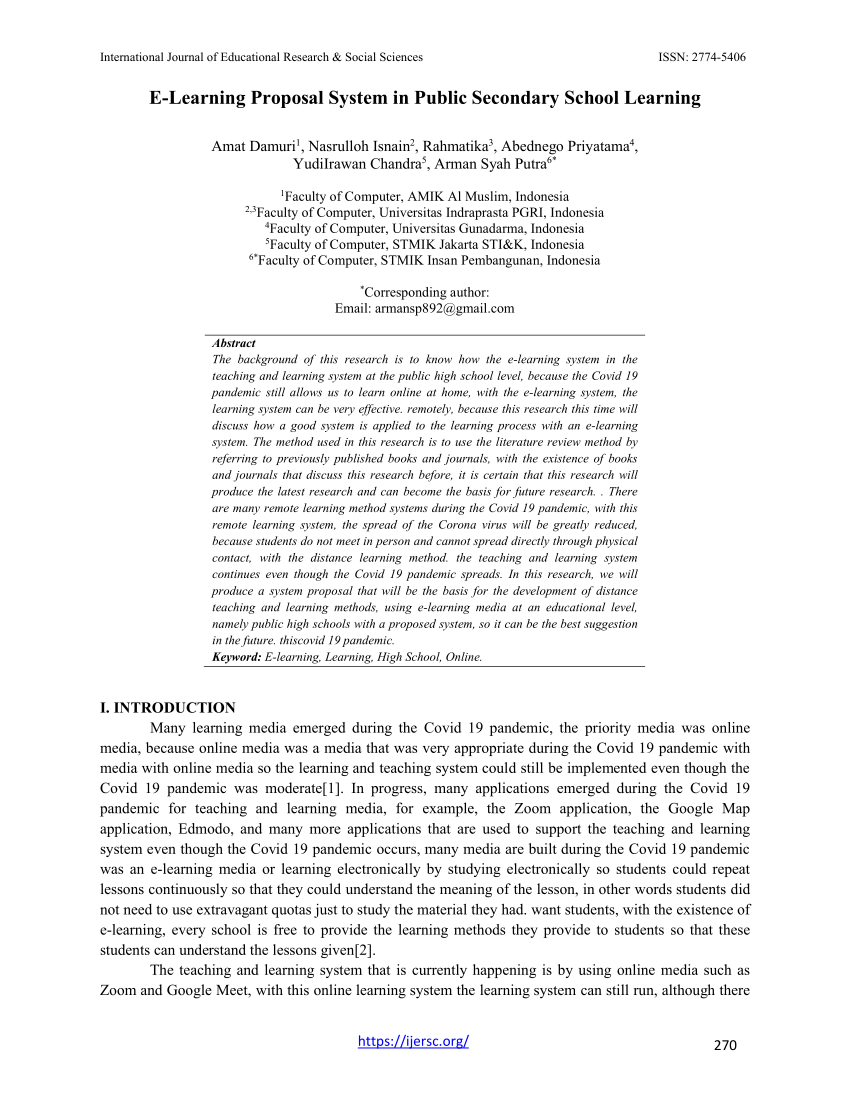 research proposal on e learning