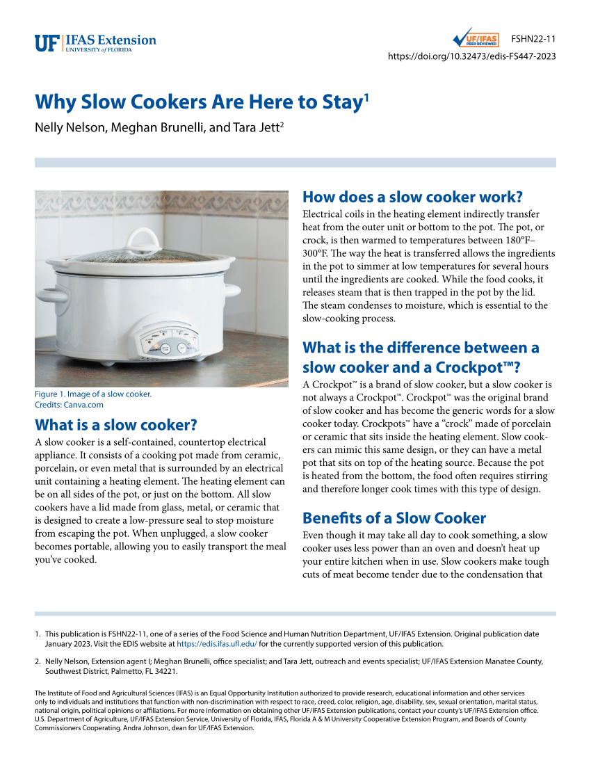 FSHN22-11/FS447: Why Slow Cookers Are Here to Stay
