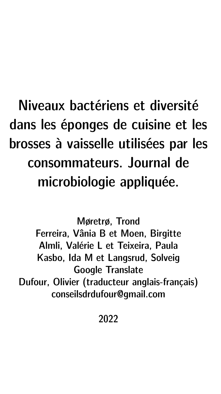 La traque des minorités dans les éponges de cuisine - Première étude sur le  microbiote non bactérien des éponges de cuisine usagées