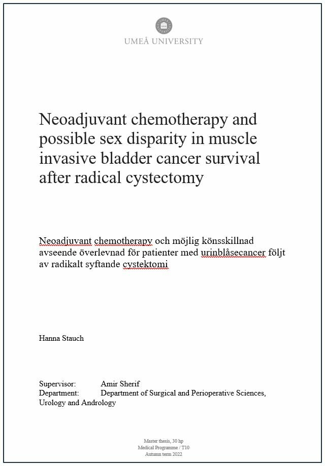 Pdf Neoadjuvant Chemotherapy And Possible Sex Disparity In Muscle Invasive Bladder Cancer