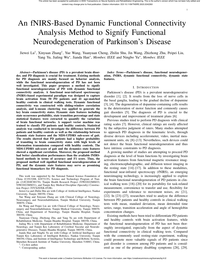 PDF An fNIRS Based Dynamic Functional Connectivity Analysis  