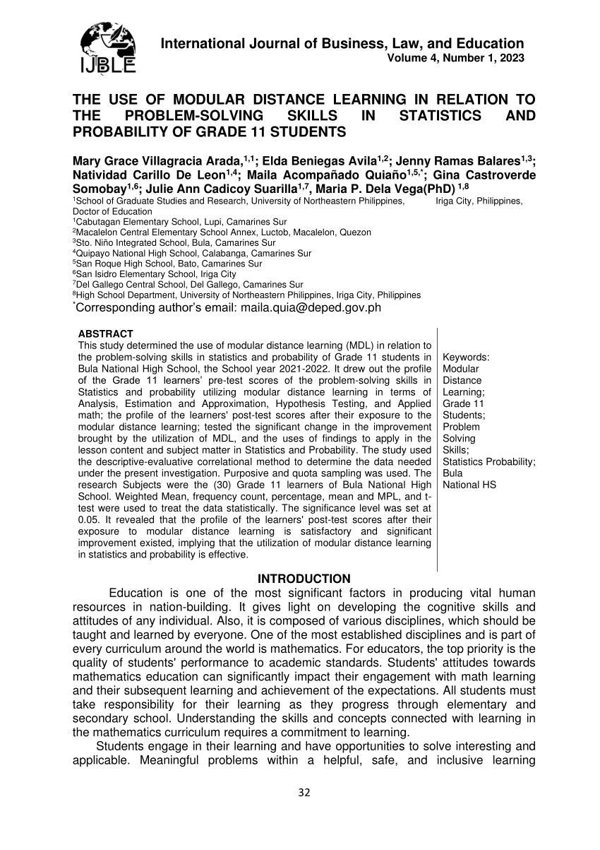 research hypothesis about modular distance learning