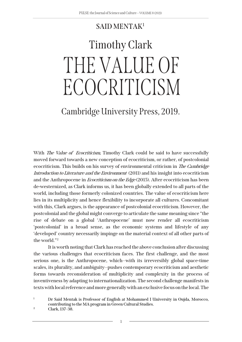 thesis on ecocriticism pdf