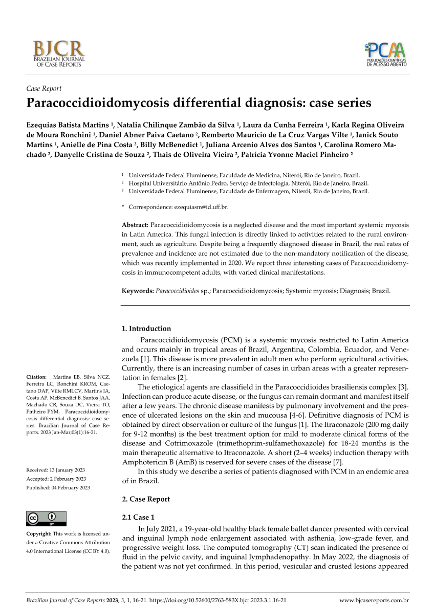 (PDF) Paracoccidioidomycosis differential diagnosis case series