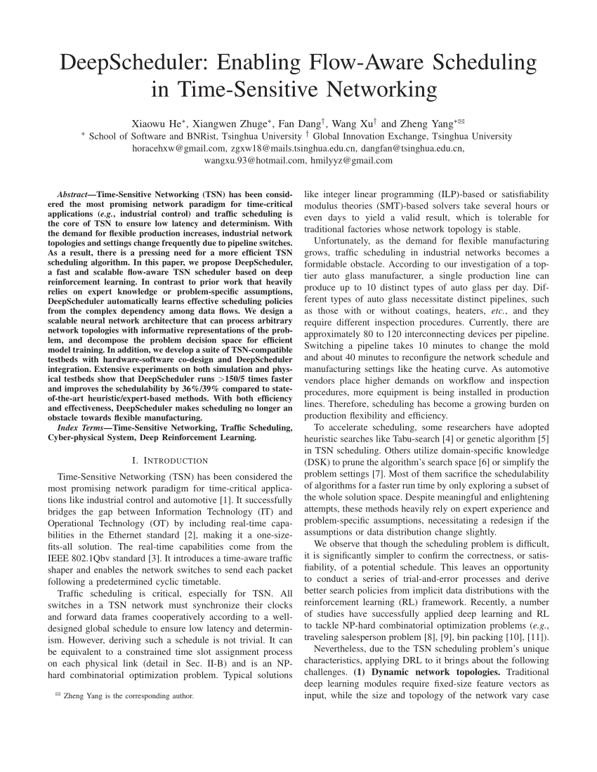 Pdf Deepscheduler Enabling Flow Aware Scheduling In Time Sensitive Networking 4341