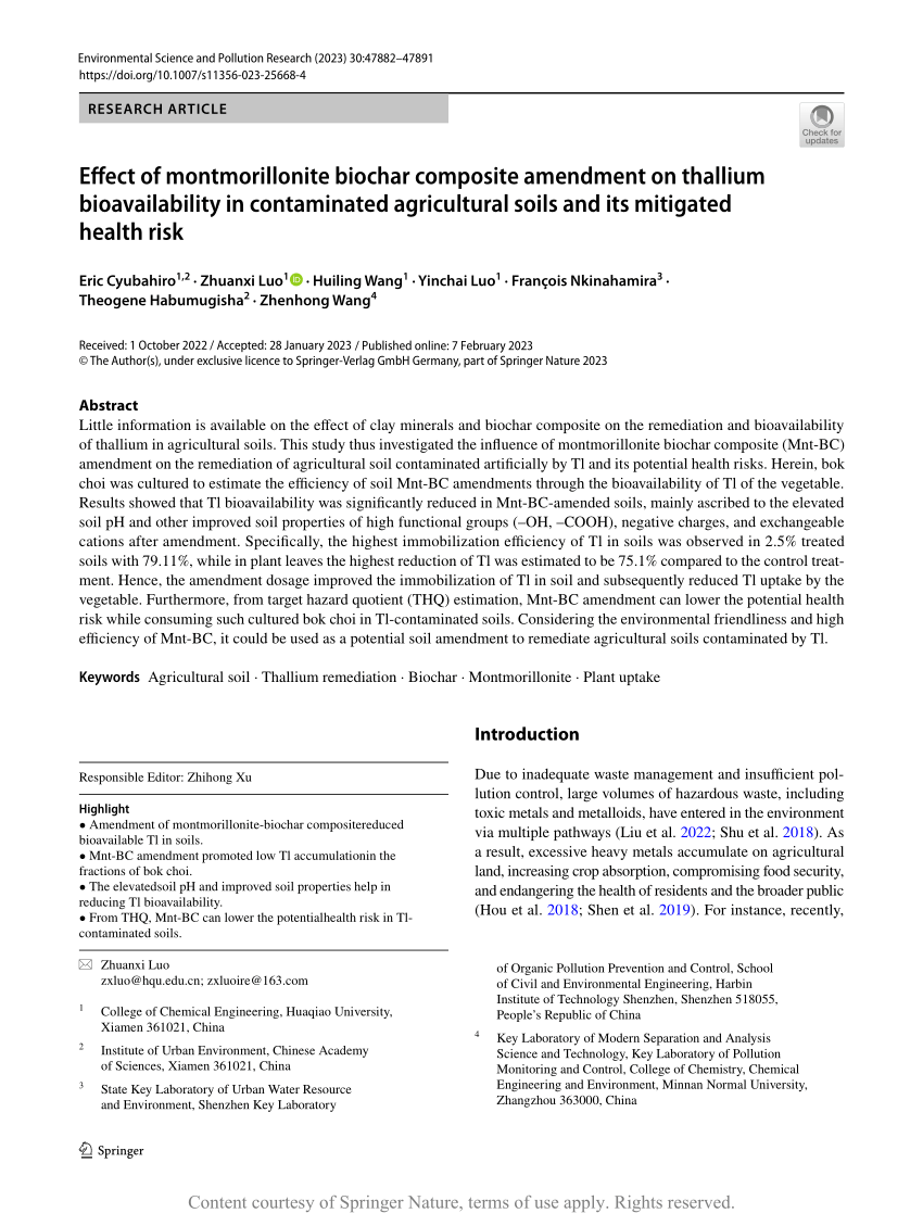 Biochar mitigates bioavailability and environmental risks of