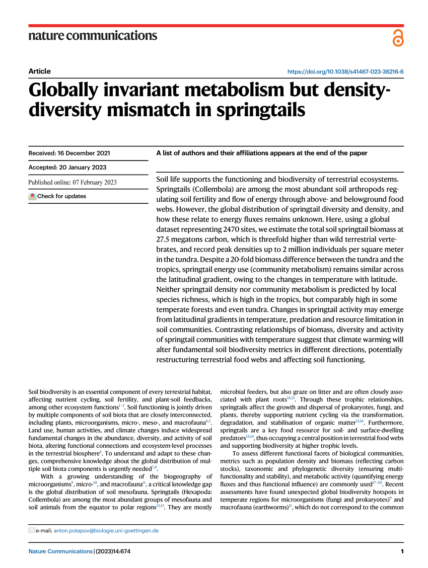 PDF) Globally invariant metabolism but density-diversity mismatch