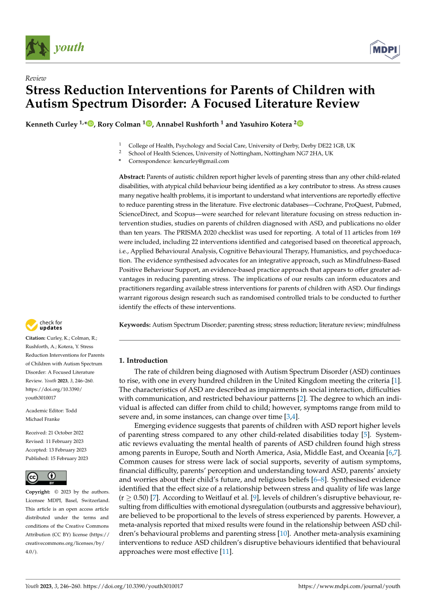 literature review on autism interventions