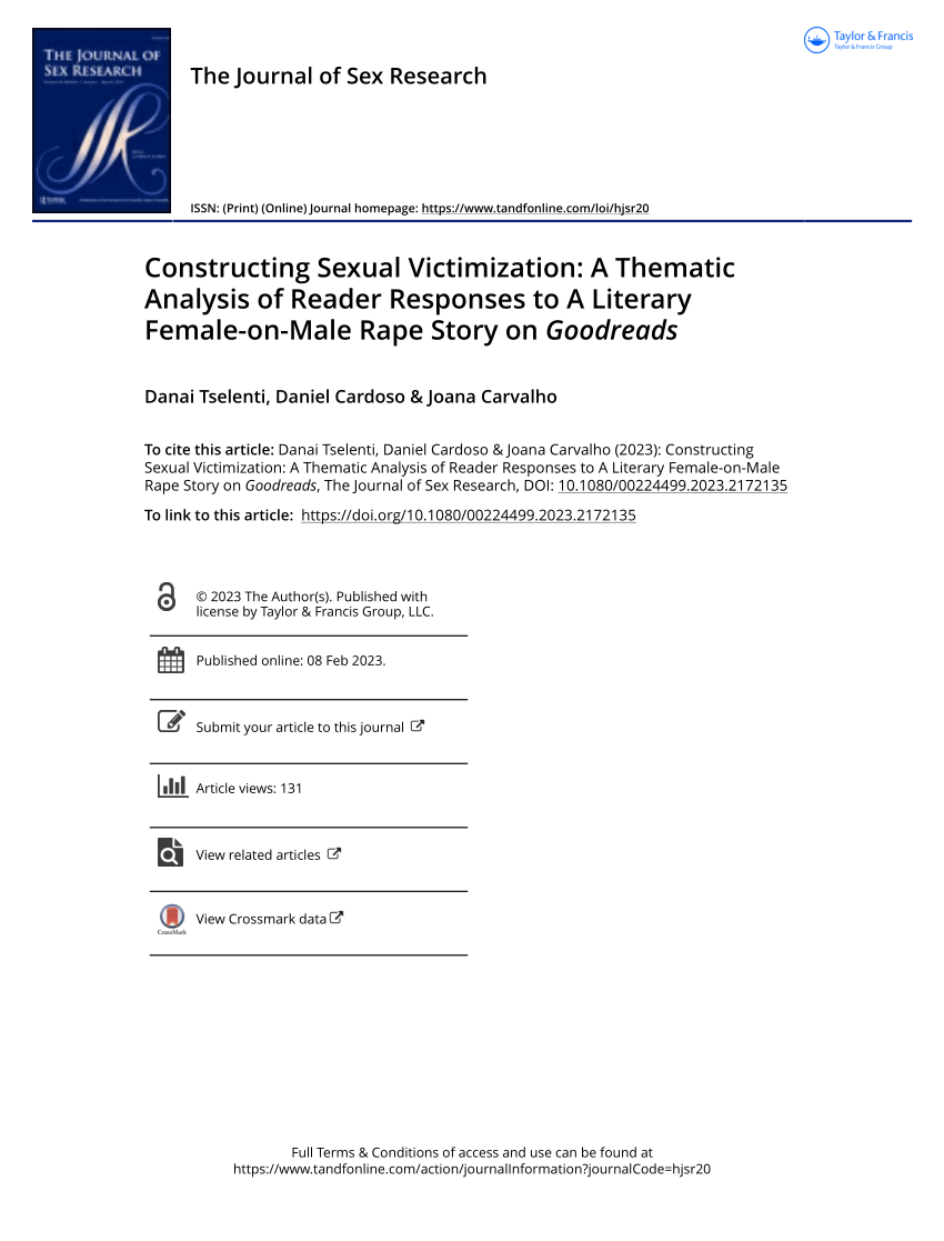 PDF) Constructing Sexual Victimization: A Thematic Analysis of Reader  Responses to A Literary Female-on-Male Rape Story on Goodreads