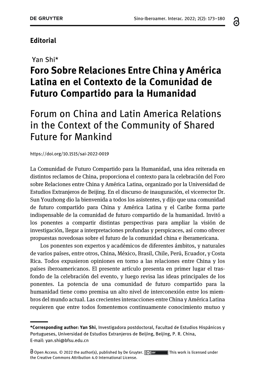 Pdf Foro Sobre Relaciones Entre China Y América Latina En El Contexto De La Comunidad De 8367