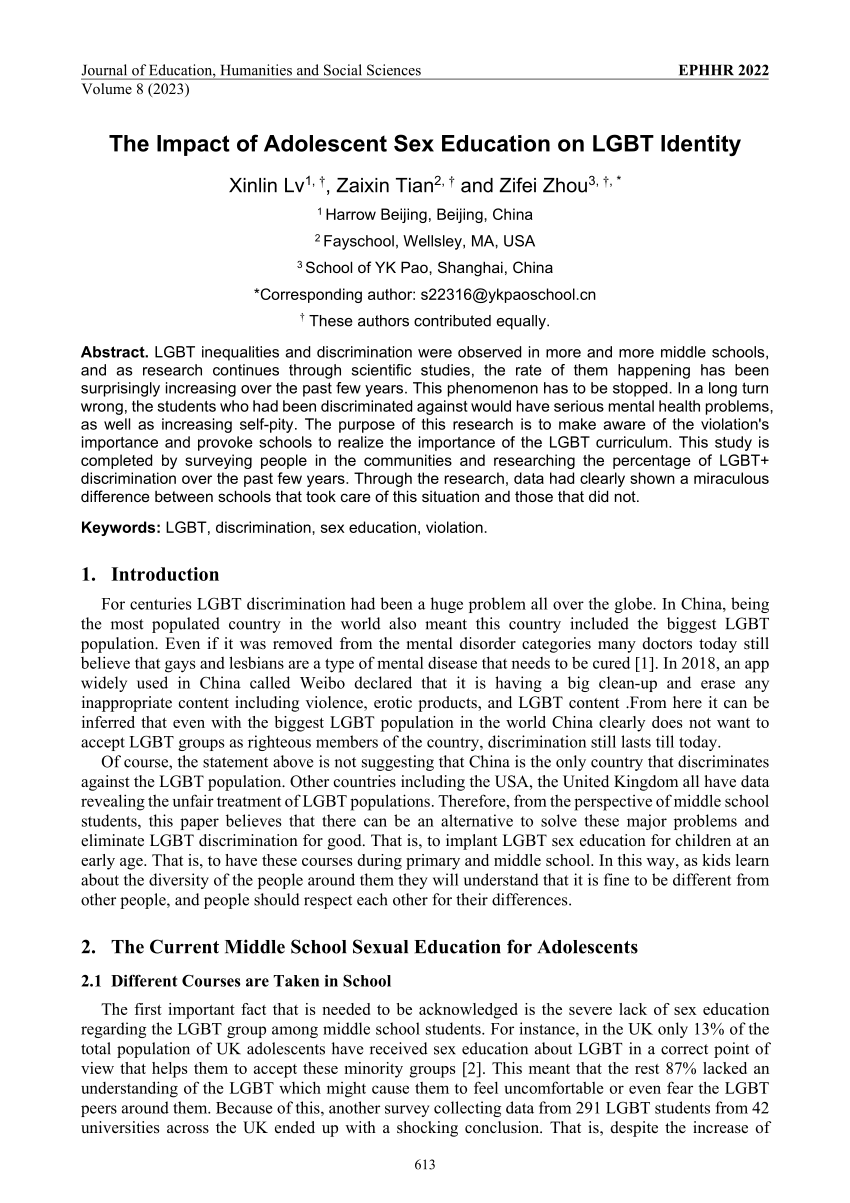 PDF) The Impact of Adolescent Sex Education on LGBT Identity