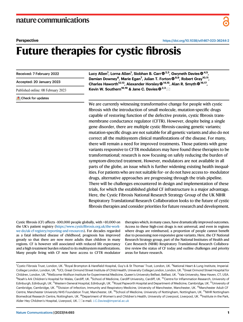 future research for cystic fibrosis