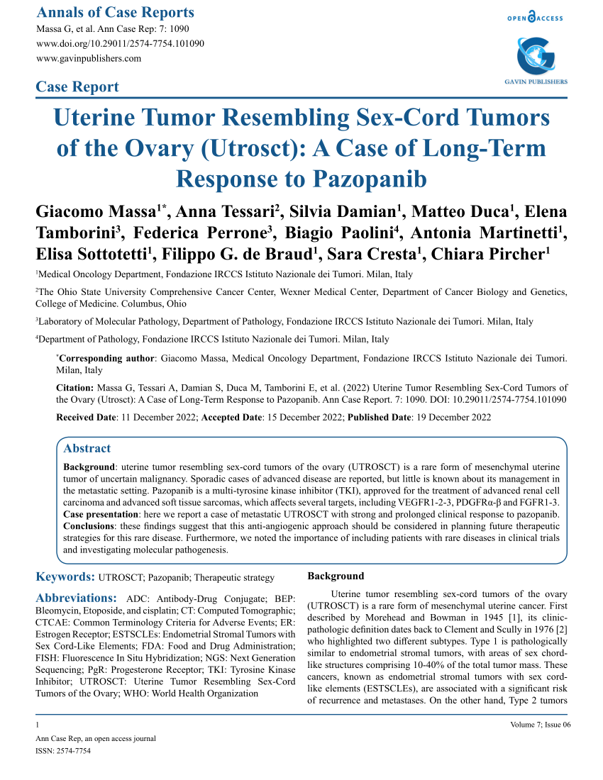 Pdf Uterine Tumor Resembling Sex Cord Tumors Of The Ovary Utrosct A Case Of Long Term 