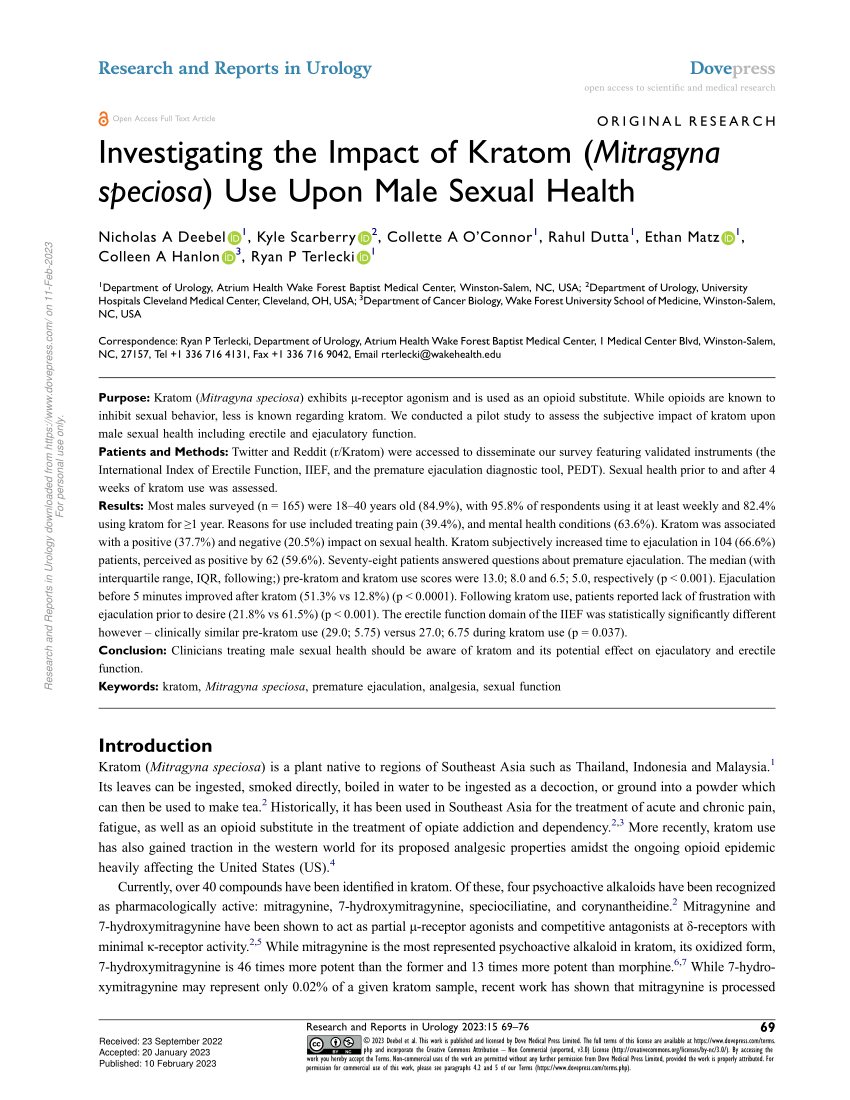 PDF Investigating the Impact of Kratom Mitragyna speciosa Use