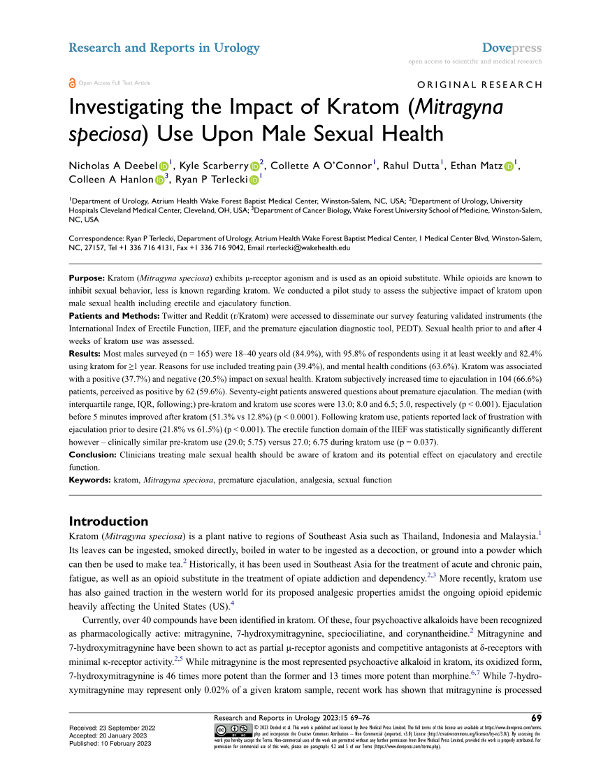 PDF Investigating the Impact of Kratom Mitragyna speciosa Use