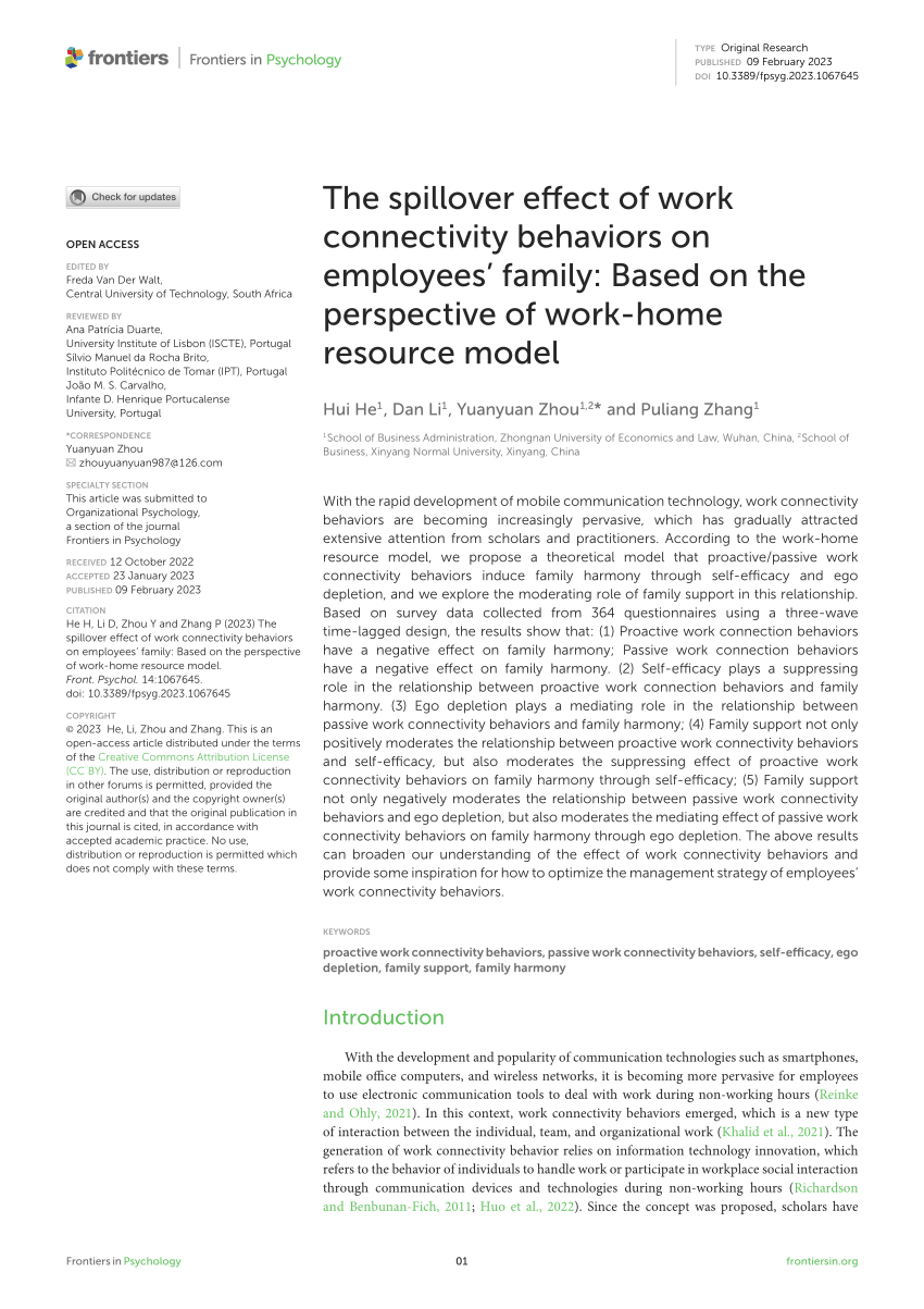 (PDF) The spillover effect of work connectivity behaviors on employees