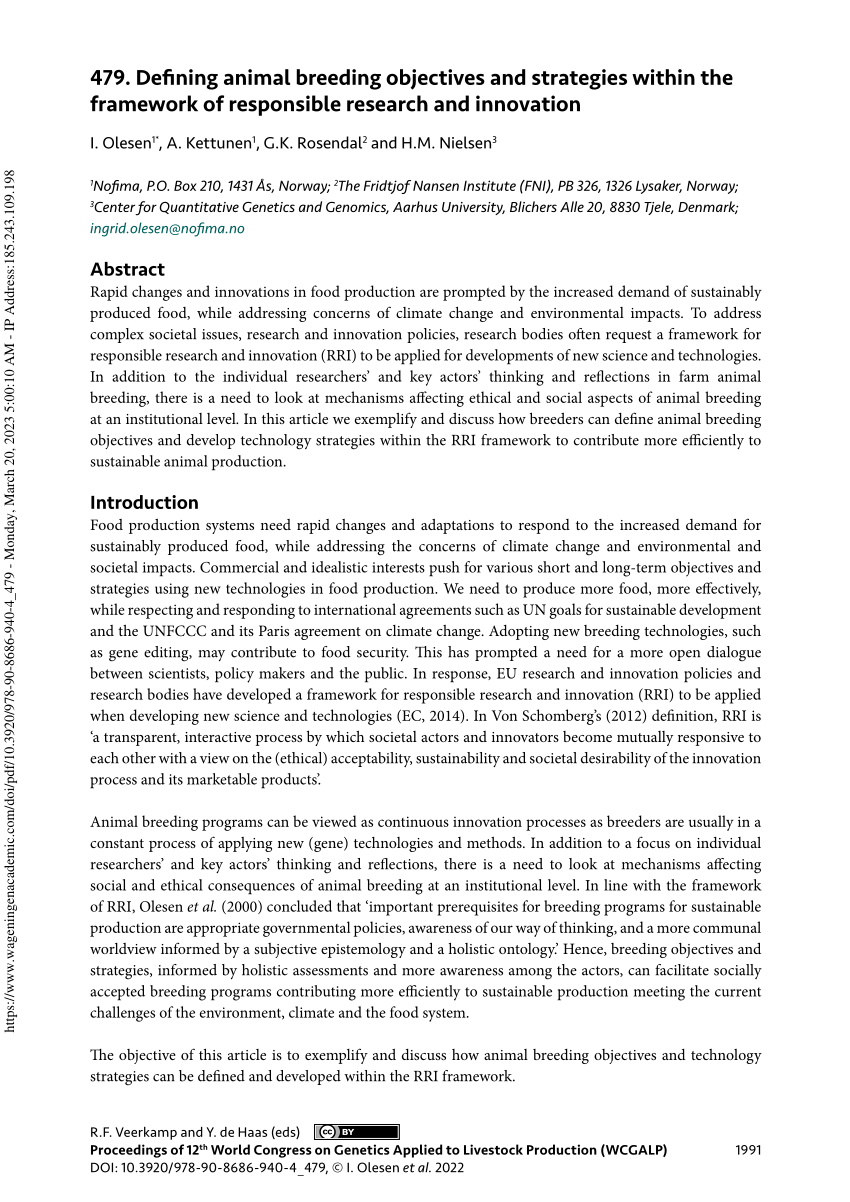 (PDF) 479. Defining animal breeding objectives and strategies within