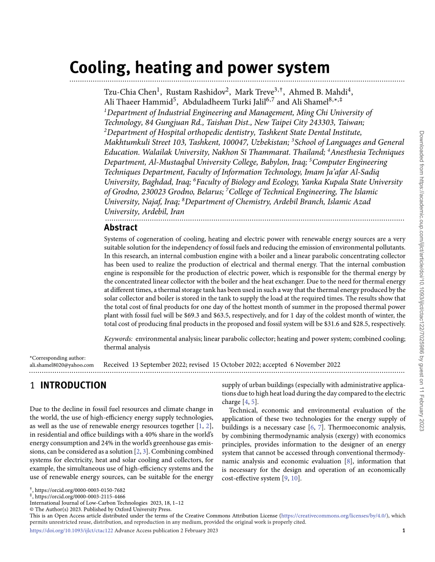PDF) Cooling, heating and power system