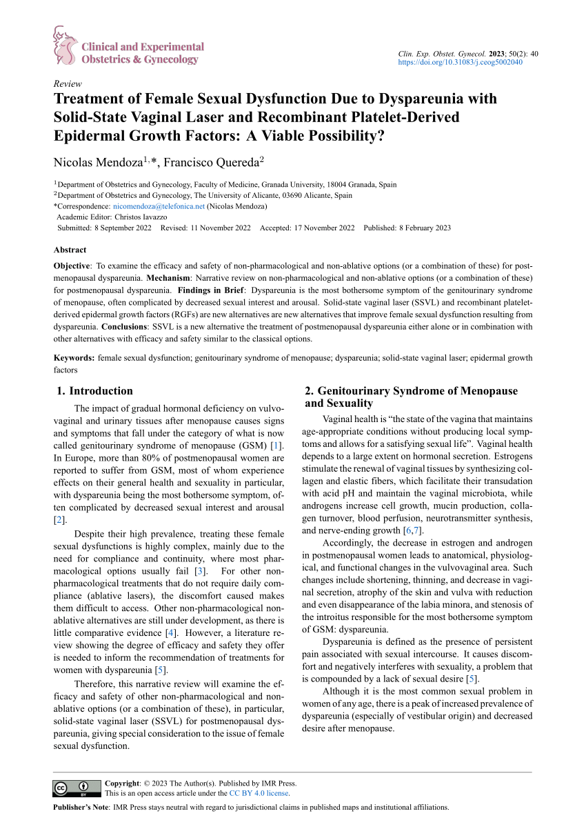 Pdf Treatment Of Female Sexual Dysfunction Due To Dyspareunia With Solid State Vaginal Laser 0052