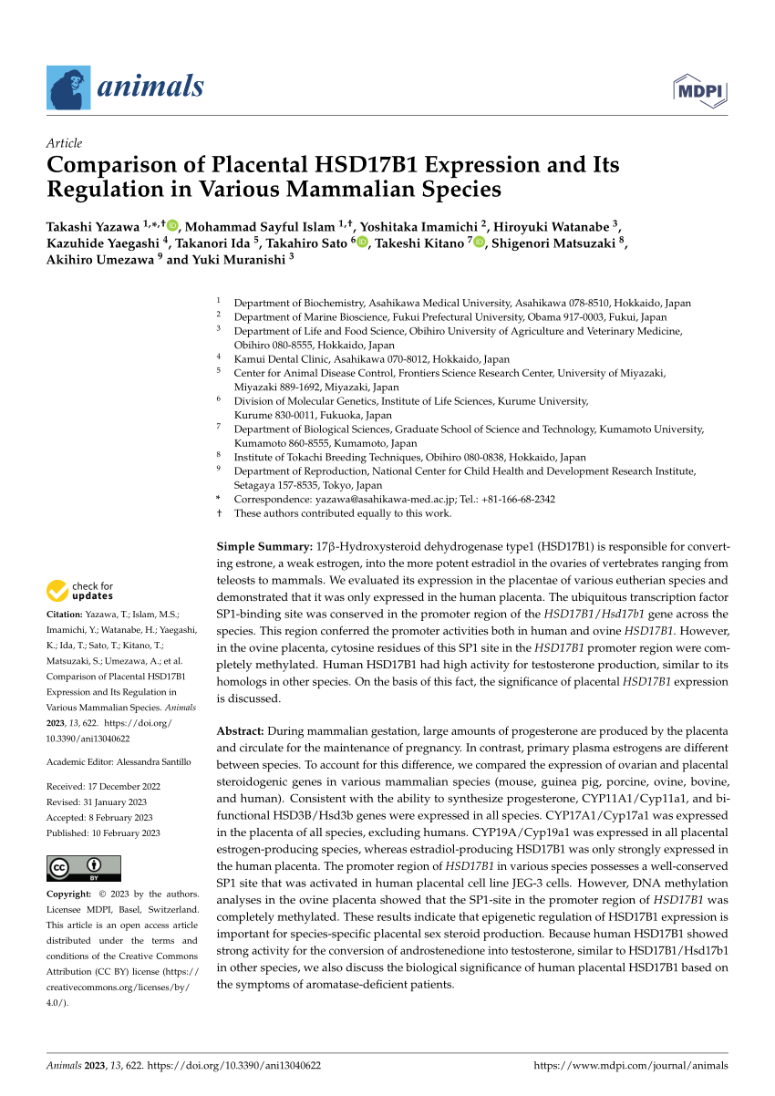 (PDF) Comparison of Placental HSD17B1 Expression and Its Regulation in