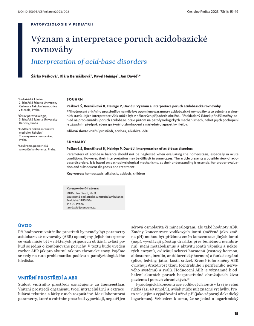 Pdf Interpretation Of Acid Base Disorders