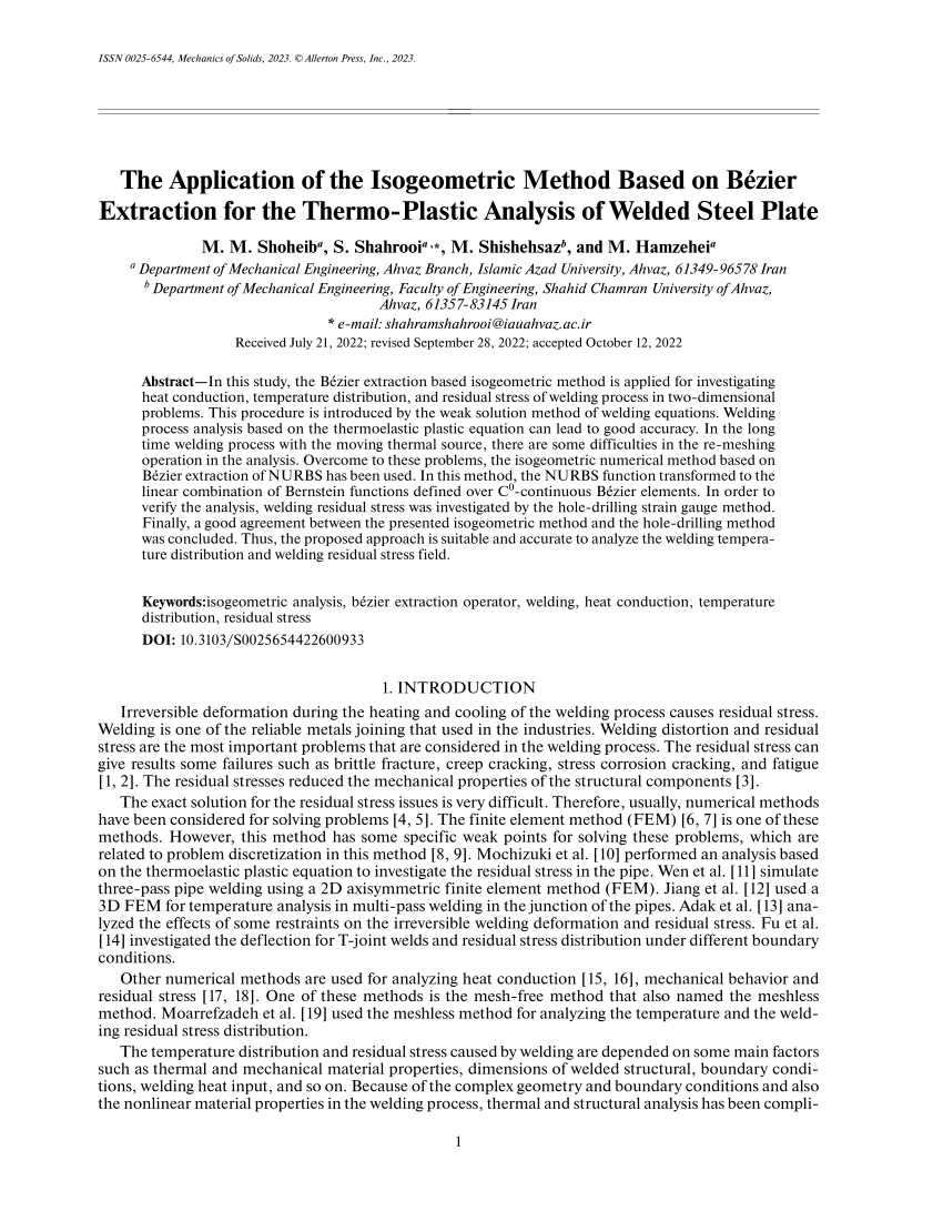 PDF) The Application of the Isogeometric Method Based on Bézier 