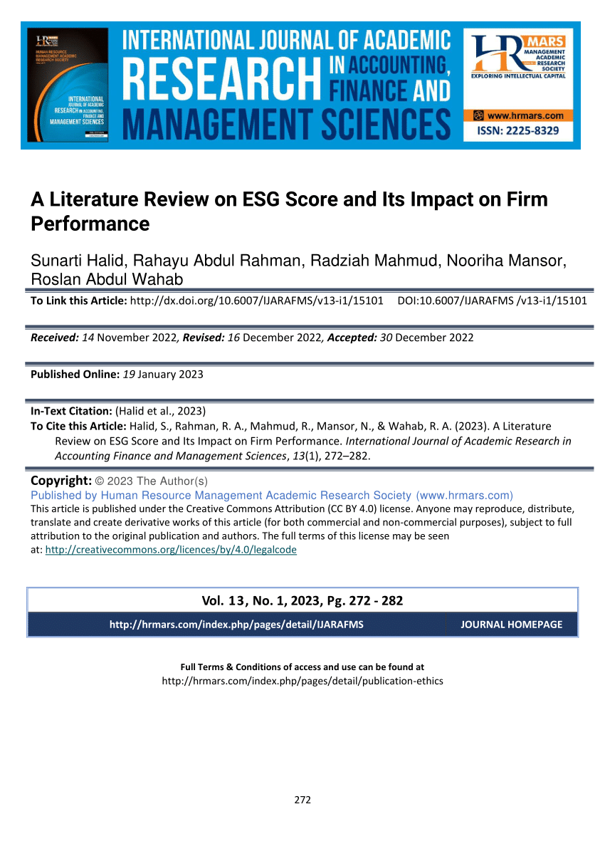 literature review on esg