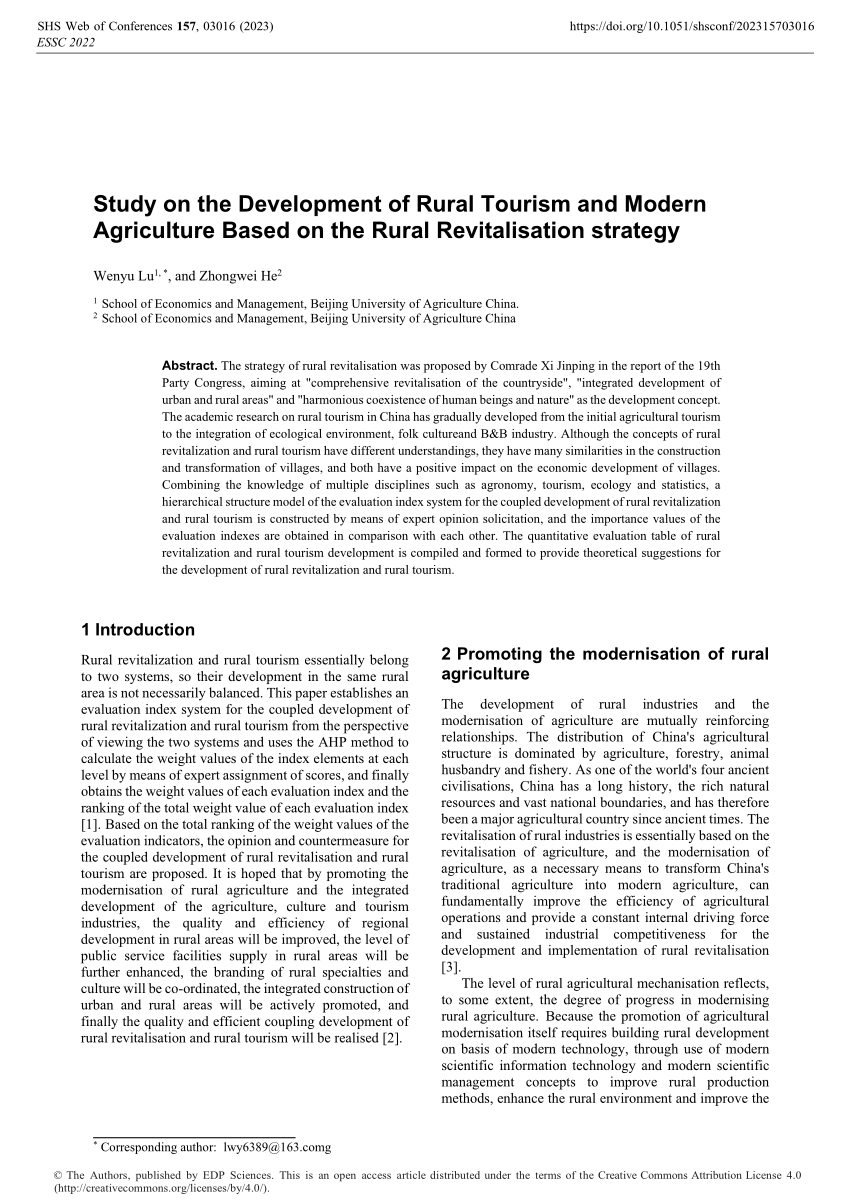 rural tourism thesis