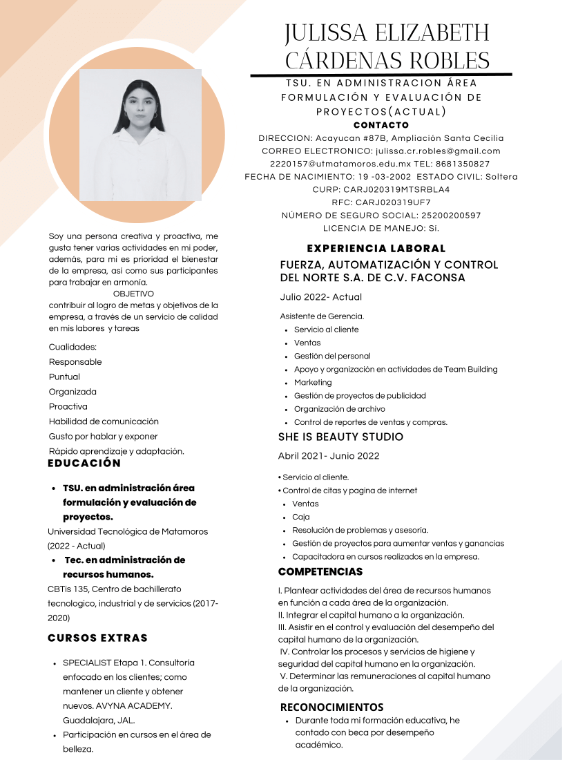 (PDF) CV Julissa Elizabeth Cárdenas Robles