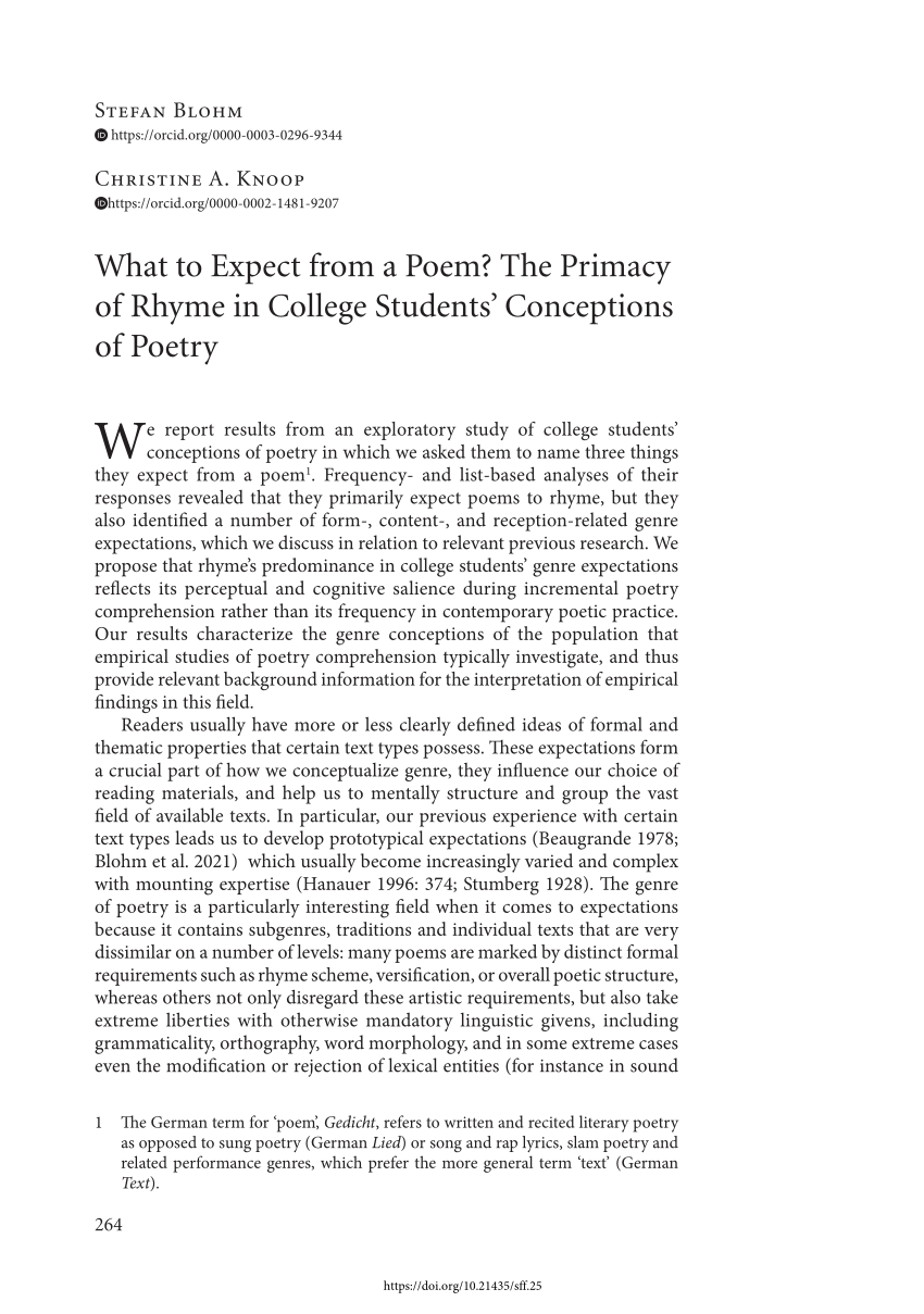 PDF) What to expect from a poem? The primacy of rhyme in college