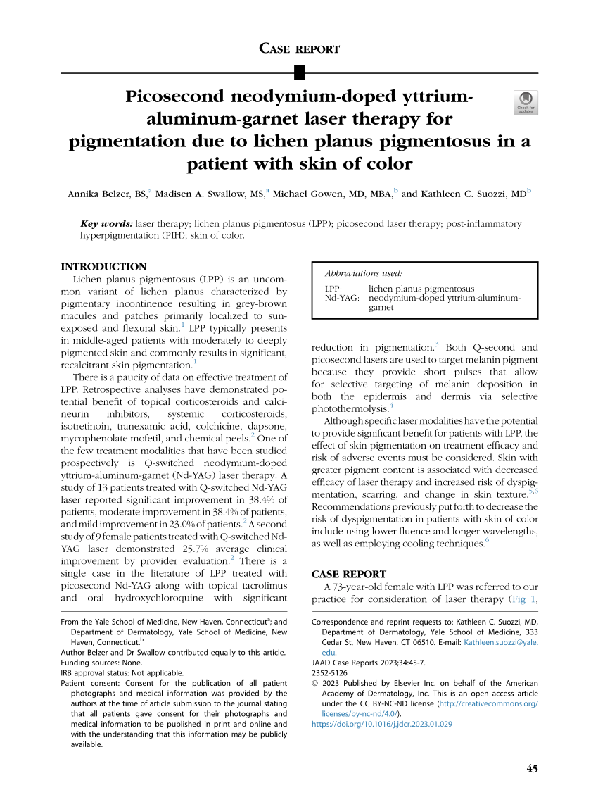 (PDF) Picosecond neodymium-doped yttrium-aluminum-garnet laser therapy ...
