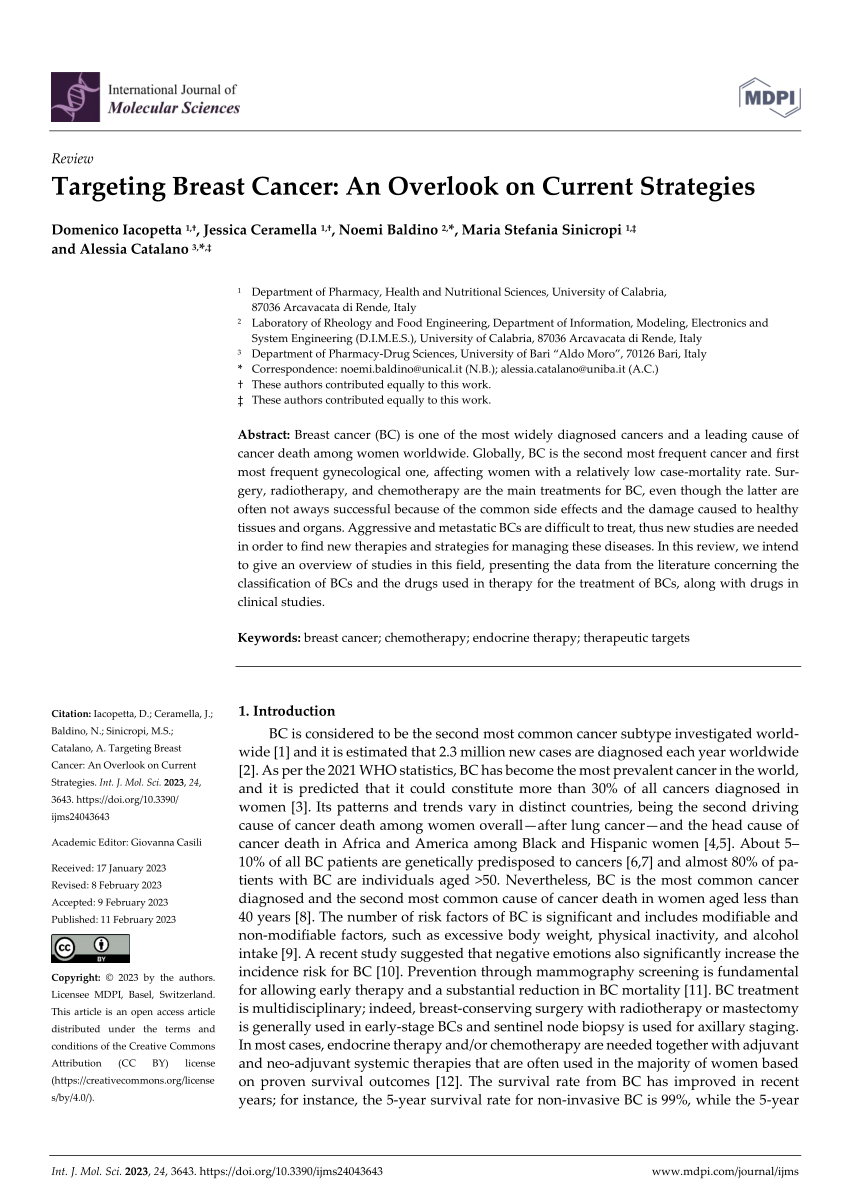 PDF) Targeting Breast Cancer: An Overlook on Current Strategies