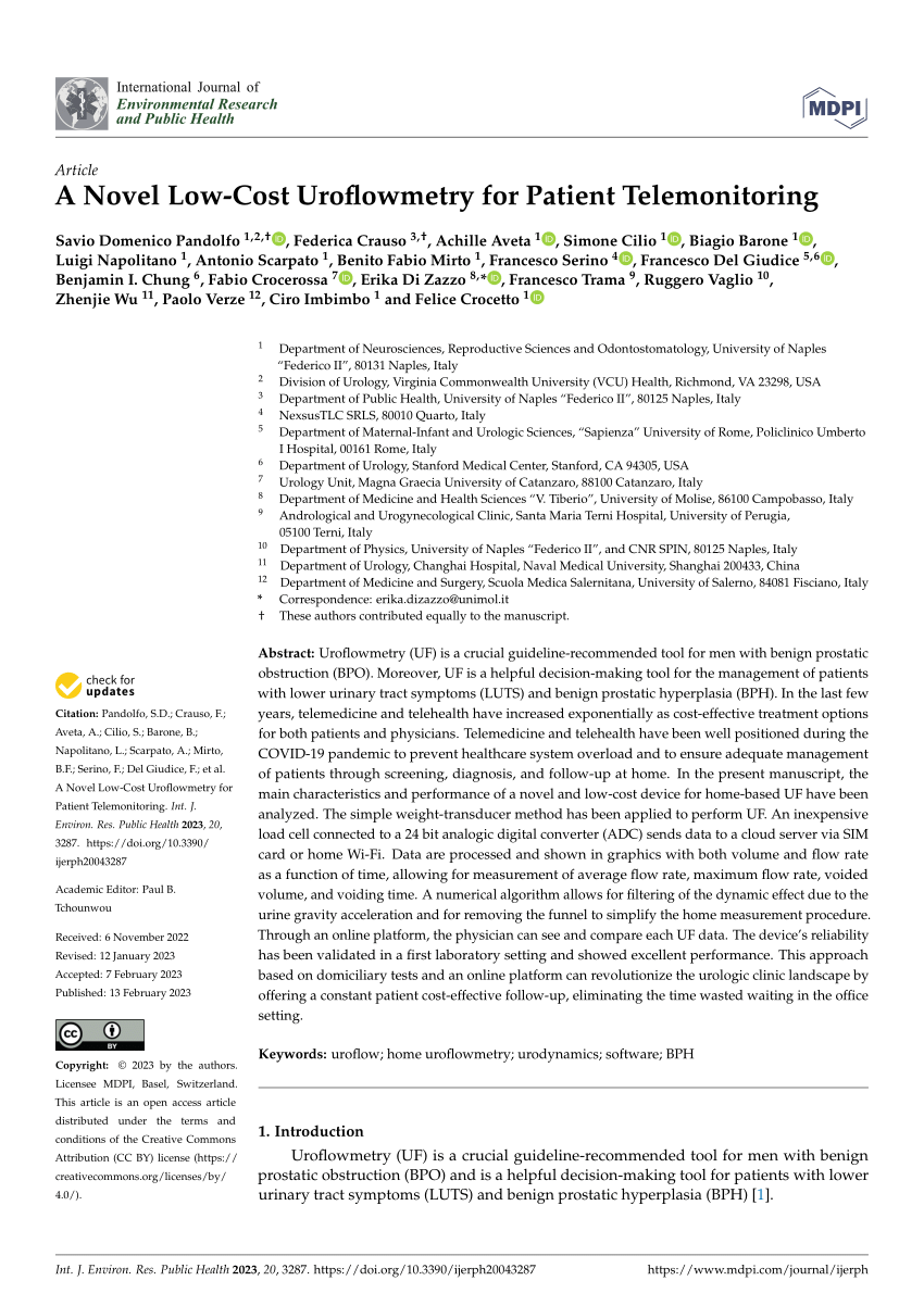 PDF A Novel Low Cost Uroflowmetry for Patient Telemonitoring