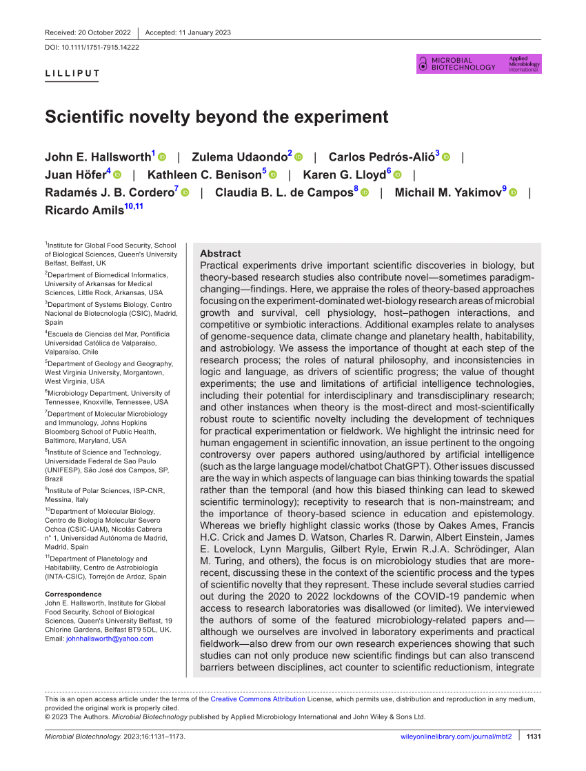 PDF) Scientific the novelty experiment beyond