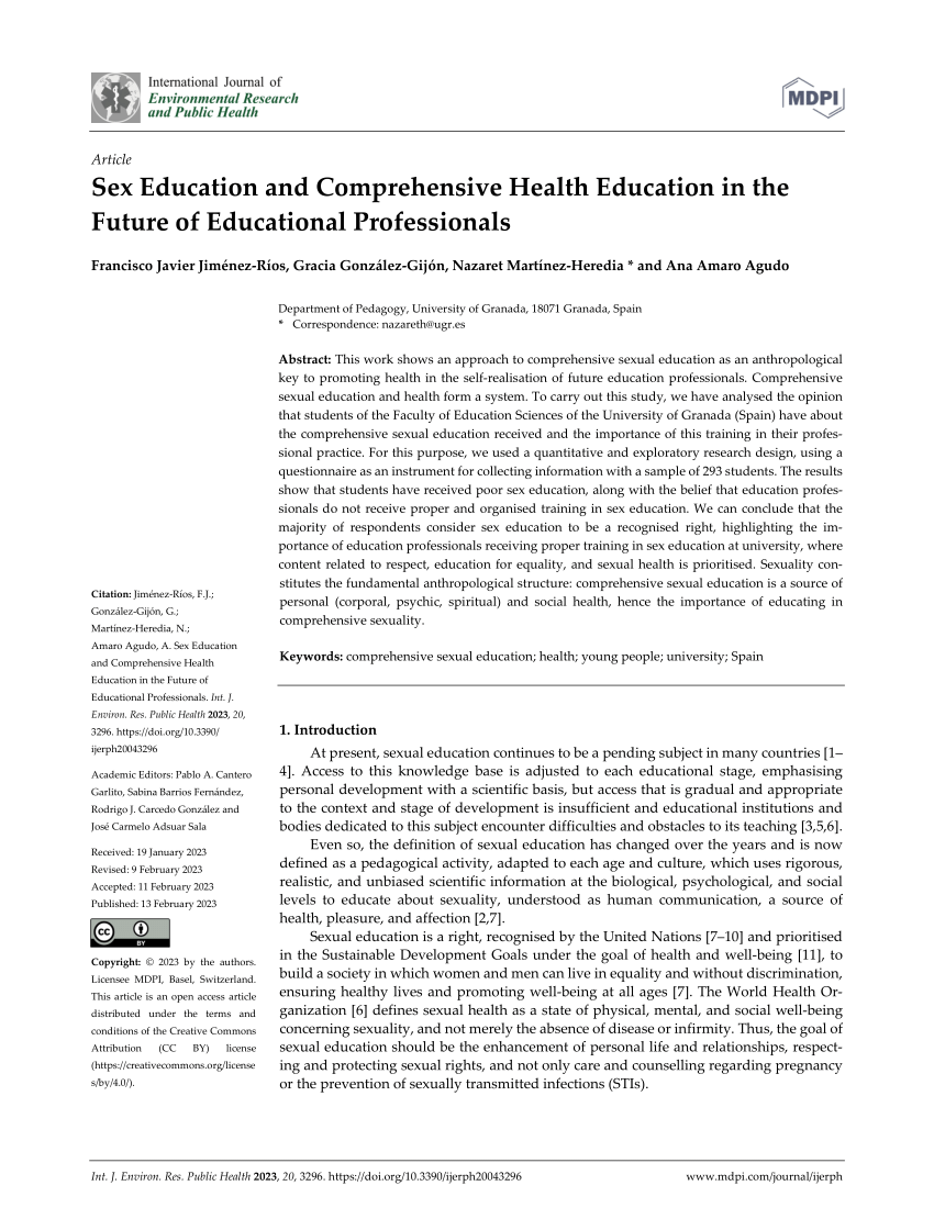 PDF Sex Education and Comprehensive Health Education in the