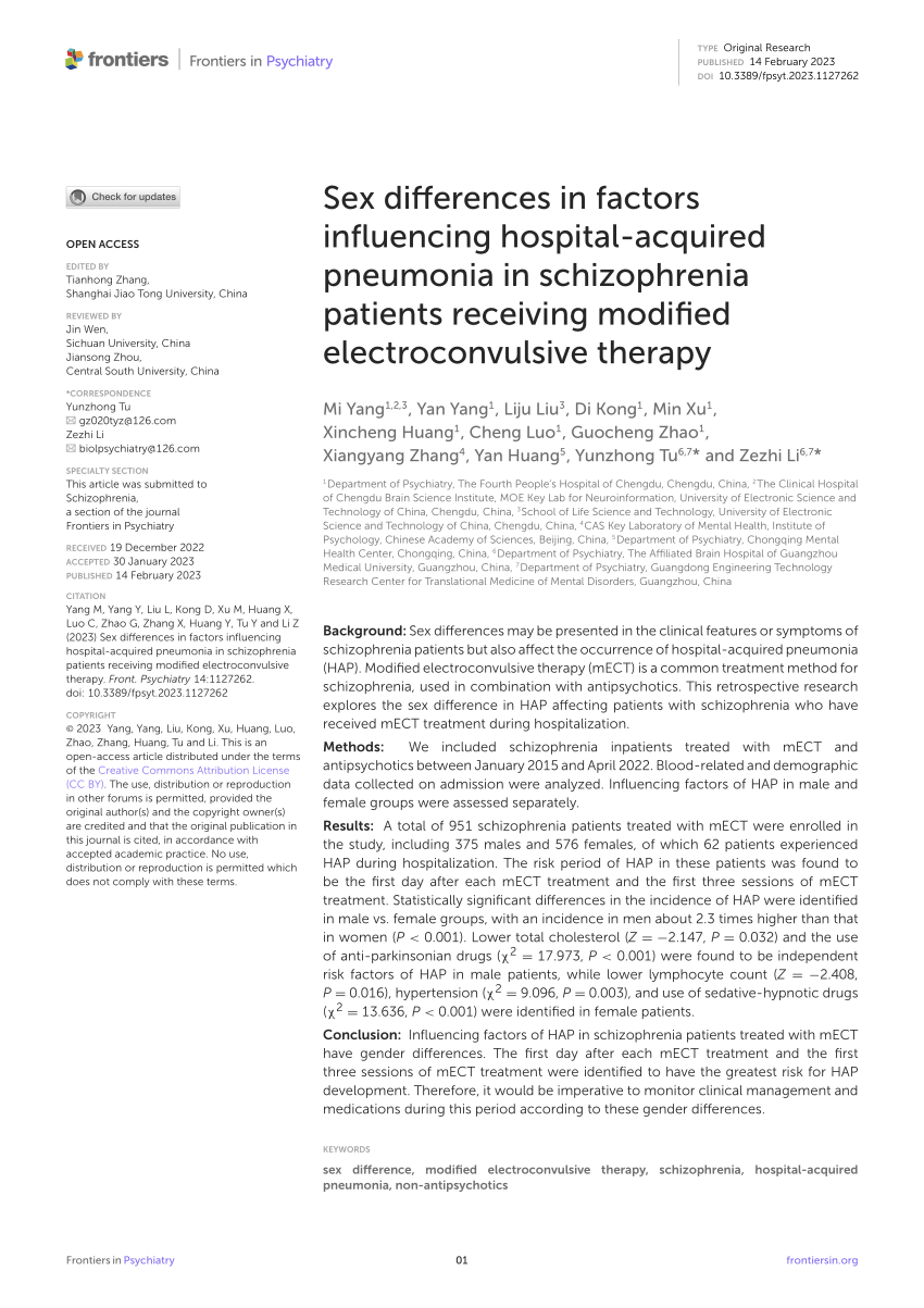 Pdf Sex Differences In Factors Influencing Hospital Acquired Pneumonia In Schizophrenia 5571