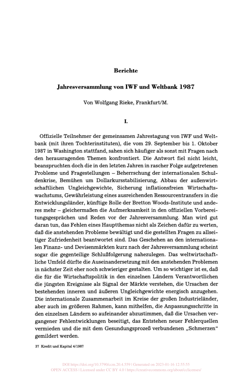 Pdf Jahresversammlung Von Iwf Und Weltbank 1987 8620