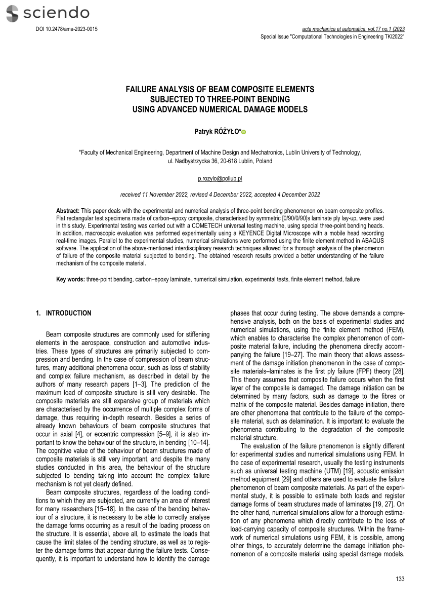  PDF Failure Analysis Of Beam Composite Elements Subjected To Three Point Bending Using 