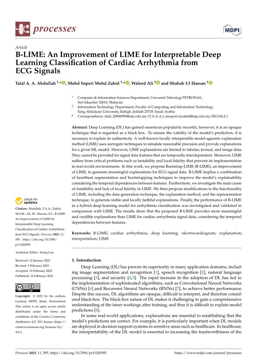 Pdf B Lime An Improvement Of Lime For Interpretable Deep Learning Classification Of Cardiac 1096