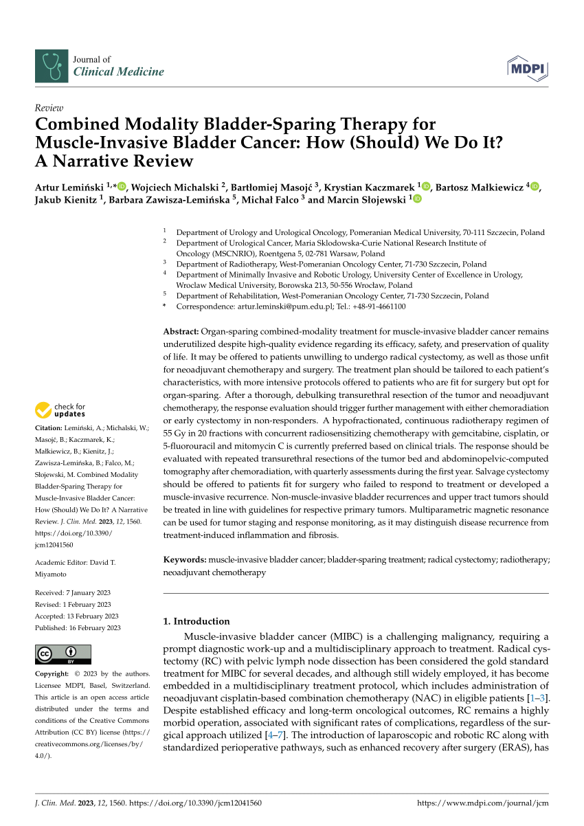 Pdf Combined Modality Bladder Sparing Therapy For Muscle Invasive Bladder Cancer How Should 7887