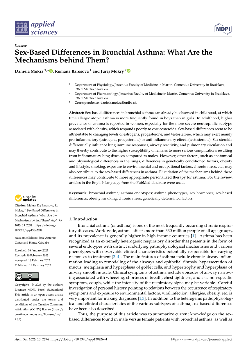 Pdf Sex Based Differences In Bronchial Asthma What Are The