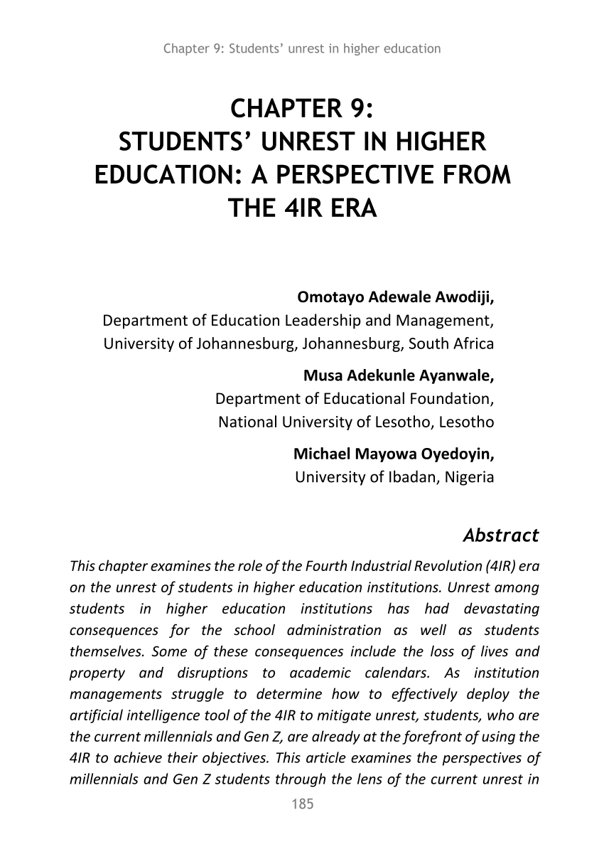 essay on student unrest in english