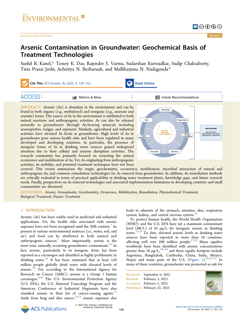 arsenic in groundwater research papers