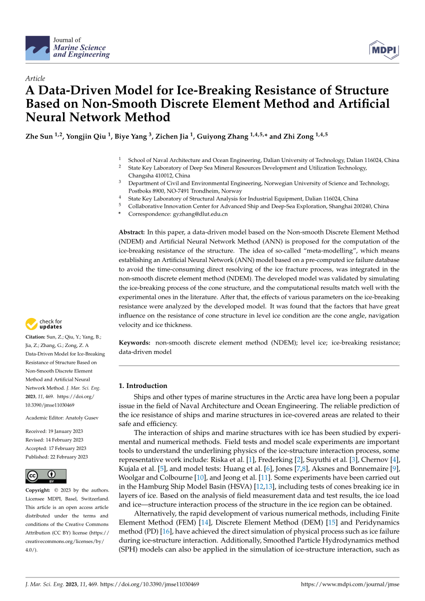 Pdf A Data Driven Model For Ice Breaking Resistance Of Structure Based On Non Smooth Discrete 