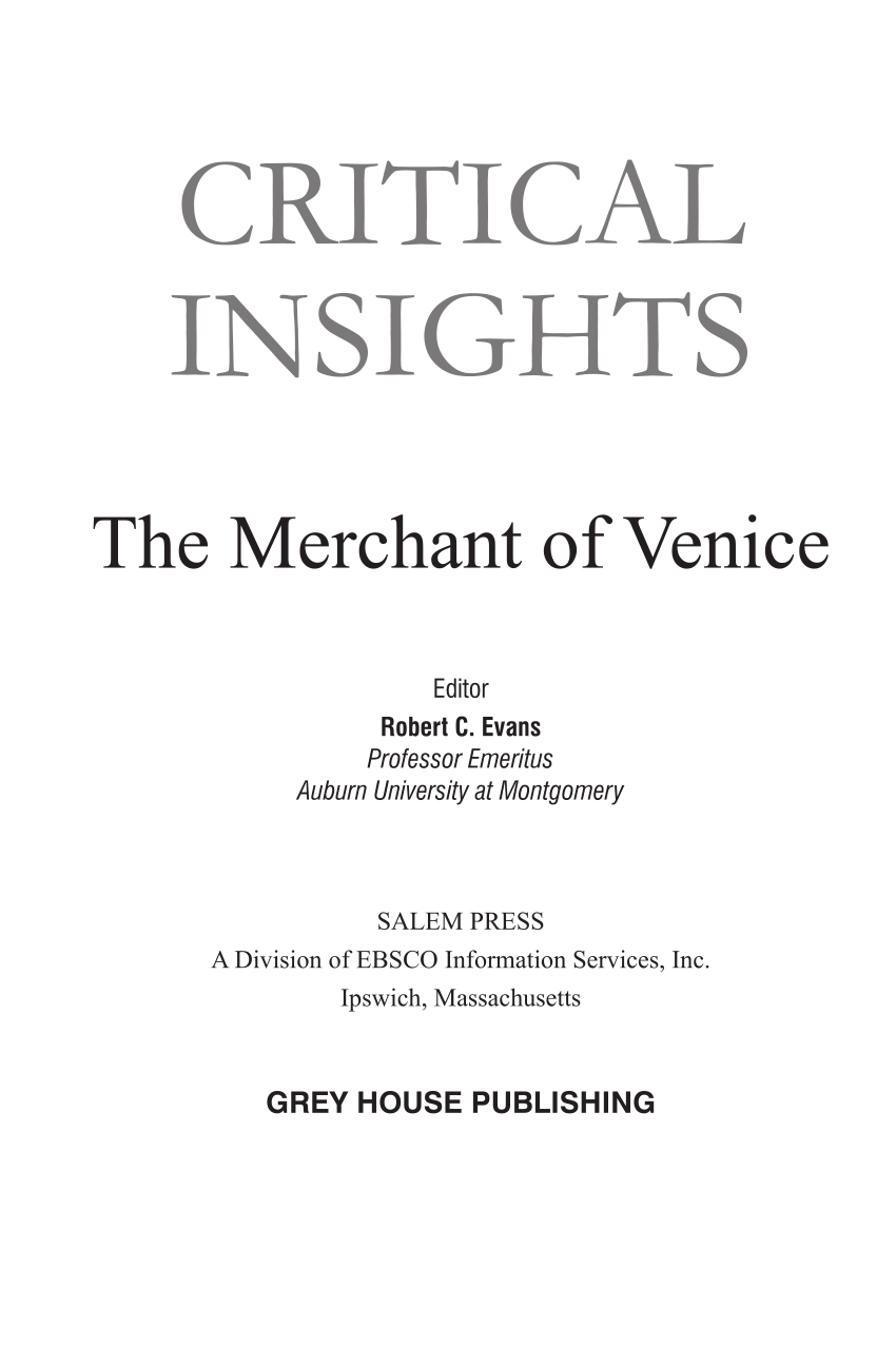 the merchant of venice new critical essays